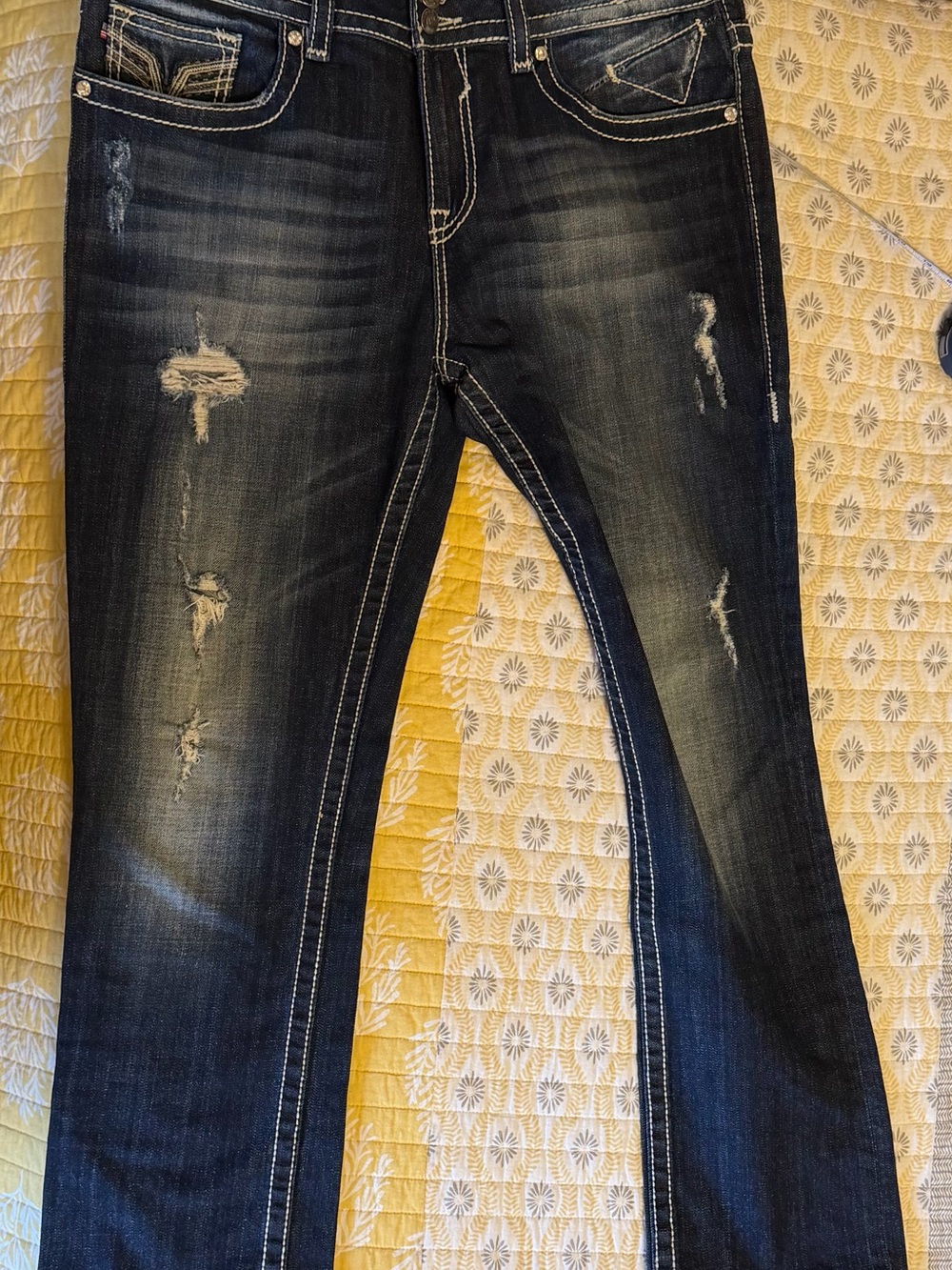 Vintage Chelsey style Vigoss Dark Wash Distressed Women's Jeans - Blue